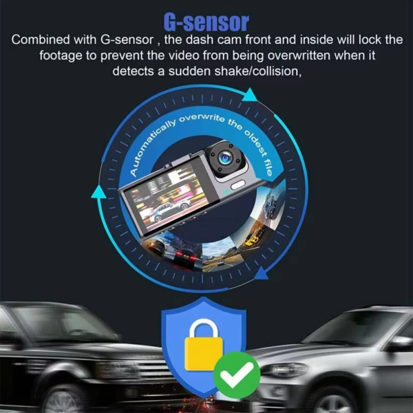 Dash Cam W/ IR Night Vision Loop Recording & 2" IPS Screen 1080P 3 Camera ， DVR Recorder, Video Recorder, Vehicle DVR - Image 5