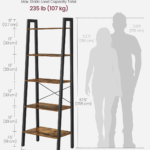 Industrial Ladder Shelf, 5-Tier Bookshelf, Bookcase and Storage Rack Wood Look Accent Furniture with Metal Frame for Home Office ULLS45X, ULLS45X, Metal Iron Wood Manufactured_Wood, Rustic Brown, 22.1"L X 13.3"W X 67.7"H - Image 3