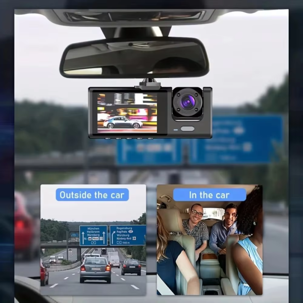 Dash Cam W/ IR Night Vision Loop Recording & 2" IPS Screen 1080P 3 Camera ， DVR Recorder, Video Recorder, Vehicle DVR - Image 6