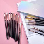 15Pcs Professional Makeup Brushes Set Make up Brush Tools Kit Cosmetics Tools Eye Liner Shader Wood Handle Natural-Synthetic Hair Brushes (Pearl Black/Rose Gold), T157 - Image 2
