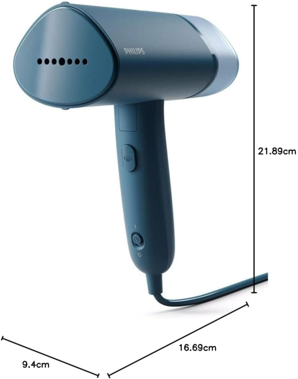 3000 Series Handheld Steamer - 1000W, 20 G/Min Steam, Detachable 100Ml Water Tank, Plastic Plate, Blue (STH3000/20) - Image 10