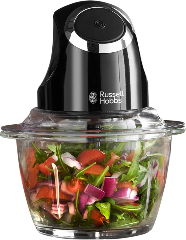 RHMFP5BLK, Desire Mini Chopper, Stainless Steel S Blade, One Touch Operation, 1L Dishwasher Safe Glass Bowl, Matte Black