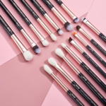 15Pcs Professional Makeup Brushes Set Make up Brush Tools Kit Cosmetics Tools Eye Liner Shader Wood Handle Natural-Synthetic Hair Brushes (Pearl Black/Rose Gold), T157 - Image 8