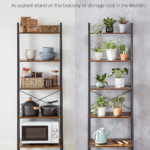 Industrial Ladder Shelf, 5-Tier Bookshelf, Bookcase and Storage Rack Wood Look Accent Furniture with Metal Frame for Home Office ULLS45X, ULLS45X, Metal Iron Wood Manufactured_Wood, Rustic Brown, 22.1"L X 13.3"W X 67.7"H - Image 9