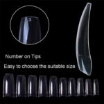 French Nail Tips Acrylic Flake Nails Half Cover 1000PCS Artificial False Nails Half Tips & Box for DIY Nail Art (Natural/Clear) - Image 4