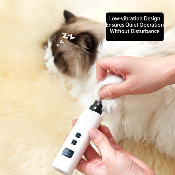 Rechargeable Dog Nail Grinder with Two Replacement Heads, Nail Polish Grinder for Cat and Dog, Rechargeable Pet Nail Trimmer with 2-LED Lights and 2-Speed for Small to Large Dogs (White) - Image 8