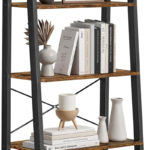 Industrial Ladder Shelf, 5-Tier Bookshelf, Bookcase and Storage Rack Wood Look Accent Furniture with Metal Frame for Home Office ULLS45X, ULLS45X, Metal Iron Wood Manufactured_Wood, Rustic Brown, 22.1"L X 13.3"W X 67.7"H