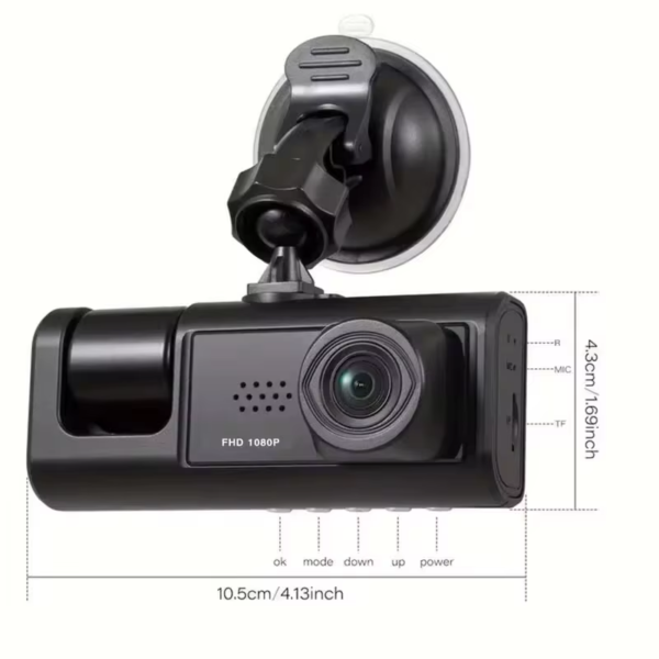 Dash Cam W/ IR Night Vision Loop Recording & 2" IPS Screen 1080P 3 Camera ， DVR Recorder, Video Recorder, Vehicle DVR - Image 2