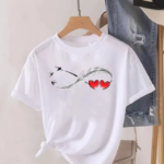 Love Heart Feather Trend Women Fashion Clothing Graphic T-Shirts Clothes Print Female Shirt Short Sleeve Lady Casual Tee - Image 2