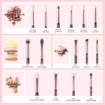 15Pcs Professional Makeup Brushes Set Make up Brush Tools Kit Cosmetics Tools Eye Liner Shader Wood Handle Natural-Synthetic Hair Brushes (Pearl Black/Rose Gold), T157 - Image 5