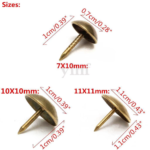 Pack of 100Pcs Antique Bronze Upholstery Nails Furniture Studs/Tacks/Pins 4 Sizes - Image 2