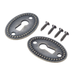 2Pcs Antique Bronze Color Oval Shape Keyhole Cover Carved Hollow Connectors Jewelry Findings Antique Furniture Hardware
