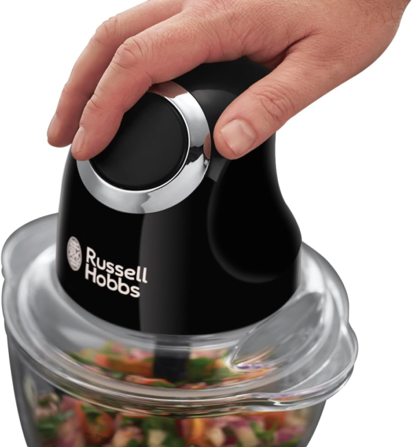 RHMFP5BLK, Desire Mini Chopper, Stainless Steel S Blade, One Touch Operation, 1L Dishwasher Safe Glass Bowl, Matte Black - Image 3