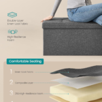 43 Inches Folding Storage Ottoman Bench, Storage Chest, Foot Rest Stool, Bedroom Bench with Storage, Holds up to 660 Lb, Dark Gray ULSF77K - Image 5