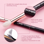 15Pcs Professional Makeup Brushes Set Make up Brush Tools Kit Cosmetics Tools Eye Liner Shader Wood Handle Natural-Synthetic Hair Brushes (Pearl Black/Rose Gold), T157 - Image 7