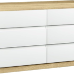 Chest of Drawers with 6 Drawer, Oak Wood Dresser Tallboy Storage Cabinet Board Side Tables Desk, Floor Stand Nightstand Cabinets, Bedroom Living Room Home Furniture White - Image 7