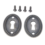 2Pcs Antique Bronze Color Oval Shape Keyhole Cover Carved Hollow Connectors Jewelry Findings Antique Furniture Hardware - Image 2
