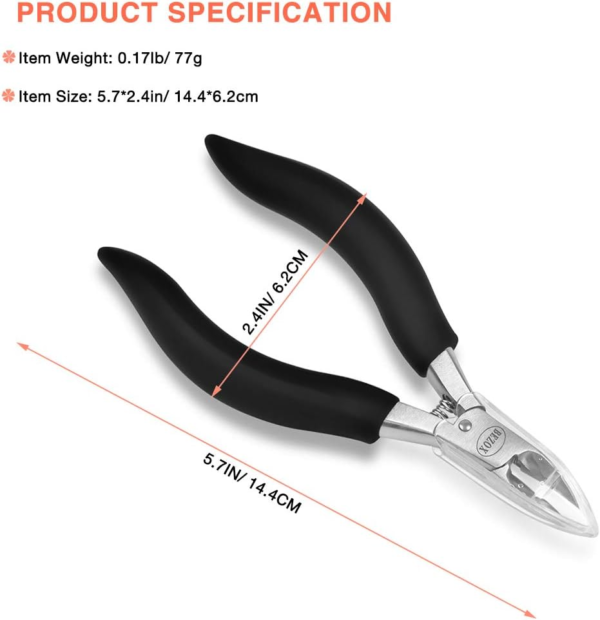 Ingrown Toenail Clippers - Precision Thick Toe Nail Clipper for Ingrown and Curly Nails, Comfort Grip Fingernail Clipper, Ergonomic Handle Toenail Scissors for Seniors - Image 6